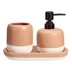 Szappanadagoló és fogkefetartó kerámia talpon, THE PASTELS, rózsaszín