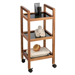 Mobil akácfa polc FONDI, 3 szintes, magasság 76,5 cm