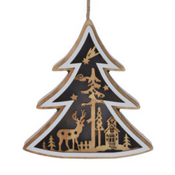 Fából készült karácsonyi dísz, 12 cm hosszú, akasztható.