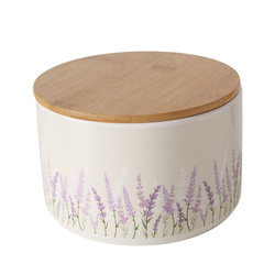 Kerámia tároló LAVANDER bambusz fedéllel, Ø 16 cm