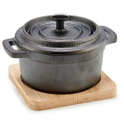 Vas edény bambusz talapzaton SLATE, 13 x 10 x 8 cm