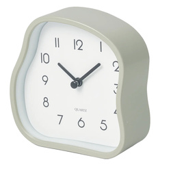 AMORPH asztali óra organikus formával, üvegezett elülső résszel, 12 cm, szürke