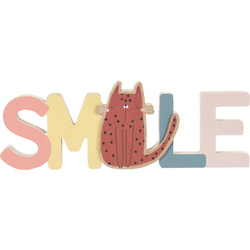 Álló dekoráció gyerekszobába Felirat és cica, MDF, 28 x 2,5 x 12 cm