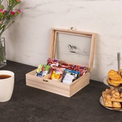 Fából készült teásdoboz TEA - 6 rekesszel