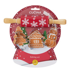 TIVOLA gyerekeknek szóló sütőforma készlet, mini sodrófa hópehely mintával + 3 forma, 2. minta