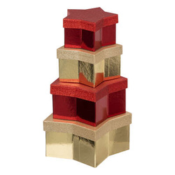 Ajándékdoboz készlet, csillag alakú. 4 darab.