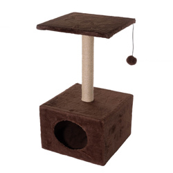 Macska ház kaparóval és játékkal, szürke