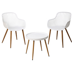 Műanyag kerti bútorkészlet, asztal és 2 fotel