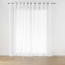 Széles függöny gyűrűs felfüggesztéssel, len hatású, HALTONA, 400 x 240 cm