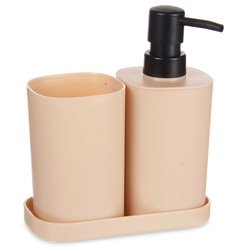 Folyékony szappan adagoló fogkefetartóval és alátéttel, műanyag, 3 darabos