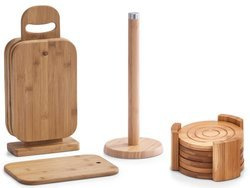 Konyhai kiegészítő készlet, 100% bambusz, alátétek, törölközőtartó, 6 vágódeszka, ZELLER