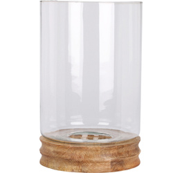 Díszlámpás mangófából és üvegből Ø 26 cm, magasság 41 cm