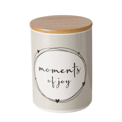 Kerámia élelmiszertároló Enjoy, légmentes bambusz fedéllel