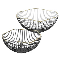 Fekete YOKO fém dekoratív kosarak, 2 darab