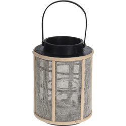 Fém vázzal ellátott bambusz lámpás, Ø 17 x 22 cm