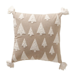 Dekoratív párna hímzett karácsonyfákkal és bojtokkal TAMMO, 40 x 40 cm