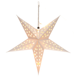 LED papírcsillag 43 cm, elemes, fehér