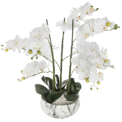 Mesterséges Orchidea, 65 cm, cement-márvány cserép