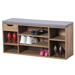 Cipősszekrény fiókkal és puha ülőkével, 101 x 29 x 48 cm, barna