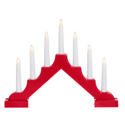 Adventi LED gyertya, 7 lámpával, 29 cm, piros