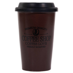 Autós elvihető kávés bögre COFFEE SHOP, szilikon fedél, 440 ml