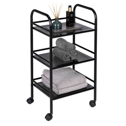 Fém fürdőszobai kocsi, 3 szintes, kerekeken