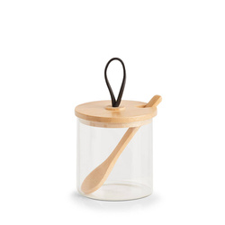 Üveg üveg, fogantyús fedéllel és fakanállal, 320 ml