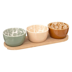 Színes snacktálak Rivi fából készült tálcán, Ø 9,8 cm