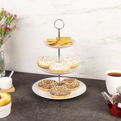 Kerek torta, sütemény, gyümölcs tálca - 3 szintes, kerámia