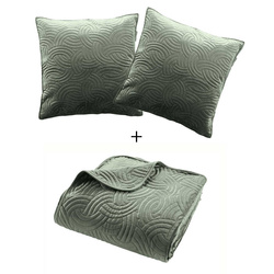 Velvet ágynemű szett SOLANGE, takaró + 2 párnahuzat, zöld