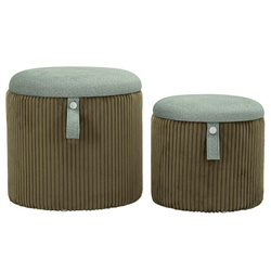 BOLZANO 2-részes tárolós puffszett levehető fedéllel és rejtett tároló­rekesszel, Ø 38 cm & Ø 32 cm