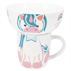 Ajándékcsomag gyermekeknek: porcelán tál és bögre, 600 ml + 360 ml