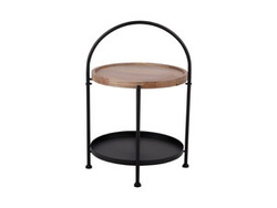 Kis kerek TRAY kávézóasztal mangófából készült tetejével, Ø 39 x 55 cm