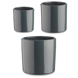 Kerek kerámia virágcserép készlet, 3 darab