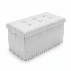 Téglalap alakú, rejtett rekesszel ellátott, összecsukható puff, 76 × 38 × 38 cm, bézs