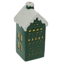 Házi formájú LED lámpa, 15 cm, zöld