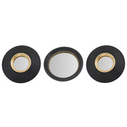 Kerek tükör készlet fekete keretben DEM, 3 x Ø 25,5 cm