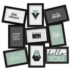 Képkeretek, kollázs, 9 elem, fehér