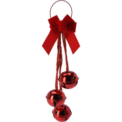 Karácsonyi dekoráció az ajtóra - masni a keréken, 3 csengő