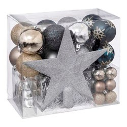 Karácsonyi díszek készlete különböző színekben, 44 darab