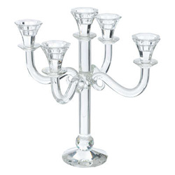 Üvegből készült gyertyatartó 5 étkezési gyertya számára, 33 cm
