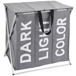 Háromkamrás kosár, összecsukható szennyes tároló TRIO TOP - 57 x 57 x 38, WENKO, szürke