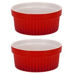 Színes kerámia tálkák, multifunkciós kokilák 260 ml - 2 db, piros