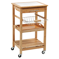 Konyhai kocsi kivehető tálcával és zöldségtartó kosárral, bambusz, Kesper
