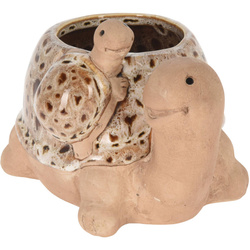 Porcelán virágcserép, teknős, 15 x 11 cm