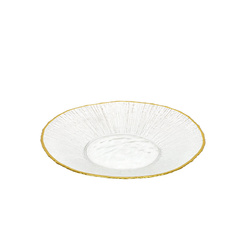 Daturás, 21 cm átmérőjű, arany szegélyes üveg desszerttányér.