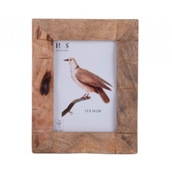 Álló fényképkeret díszes mangófából készült kerettel, 18 x 23 x 2,5 cm