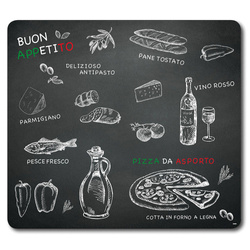 Védőlap a munkafelületre és a tűzhelyre dekoratív mintával, multifunkcionális üveg vágódeszka.