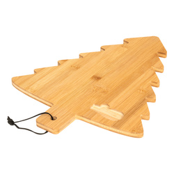 Bambuszfa tálca fenyőfa alakú, sajtkéssel.