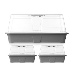 3 műanyag mini üvegház, otthoni palántanevelők, 2 x 1,4 l + 1 x 3,1 l